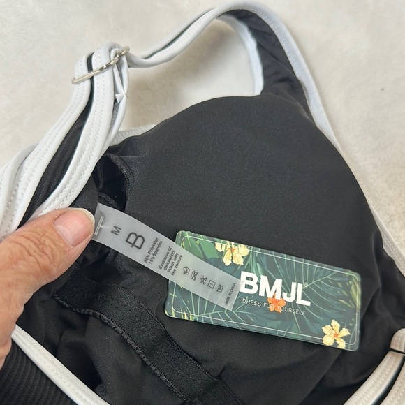 NWT BMJL Black and White One Piece Swimsuit with High-Cut Legs - Picture 7 of 9